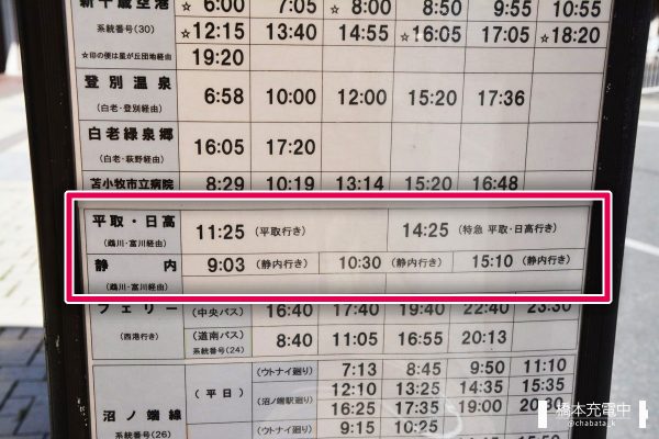 JR苫小牧駅 道南バス 時刻表